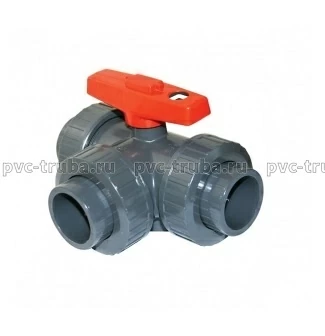 Кран шаровой трёхходовой PTFE д. 40 (тип - T) Pimtas